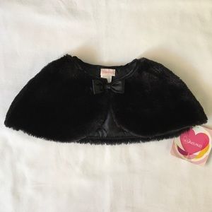 Girls bolero shawl size small 5 6 new nwt black faux fur coat jacket girls